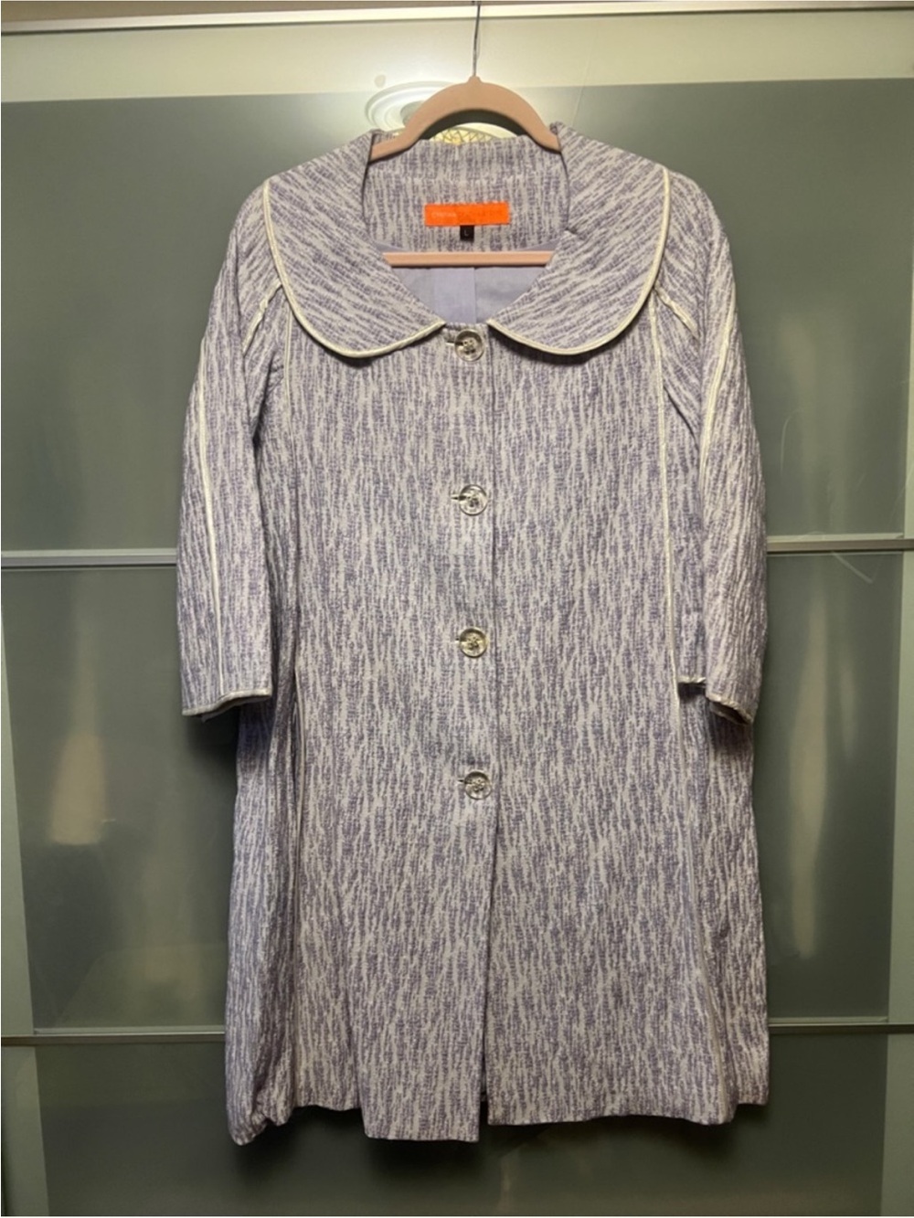 Cynthia Steffe Lavender & Cream Coat with Peter Pan Collar. Spring coat.